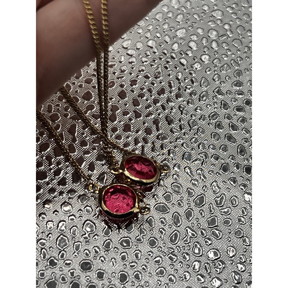 Lauren Conrad Gold Tone Necklace 32" W/ 3" Extender Pink/red Stones Single Layer - Picture 3 of 7